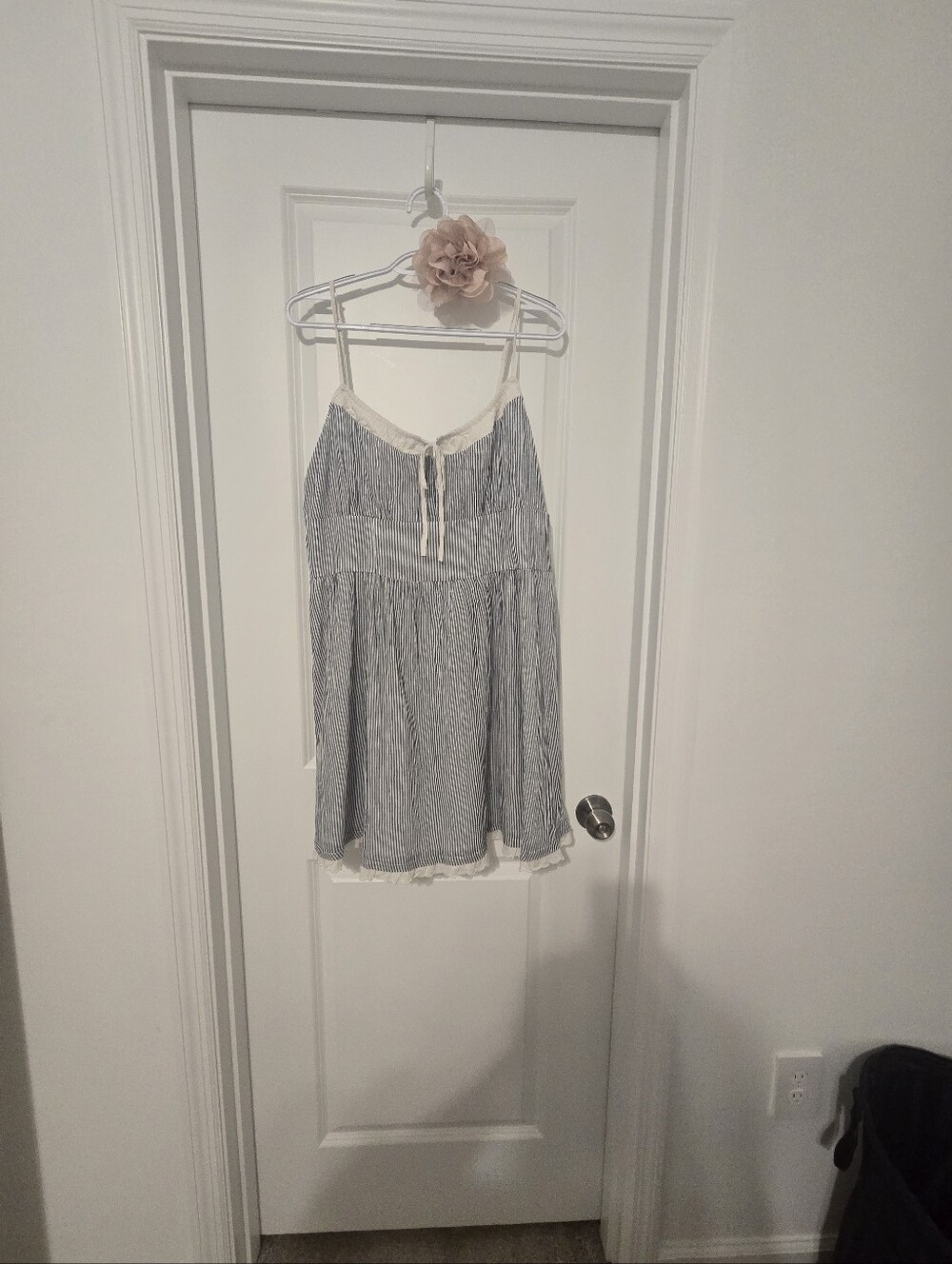 American Eagle Outfitters Blue and White Striped Spaghetti Strap Cami Dress